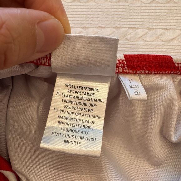 Milly Cabana red & white stripped deep V neck one piece swimsuit size 0P - Picture 6 of 7